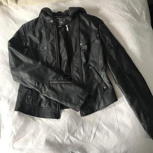 Hooded Leather Jacket ✨